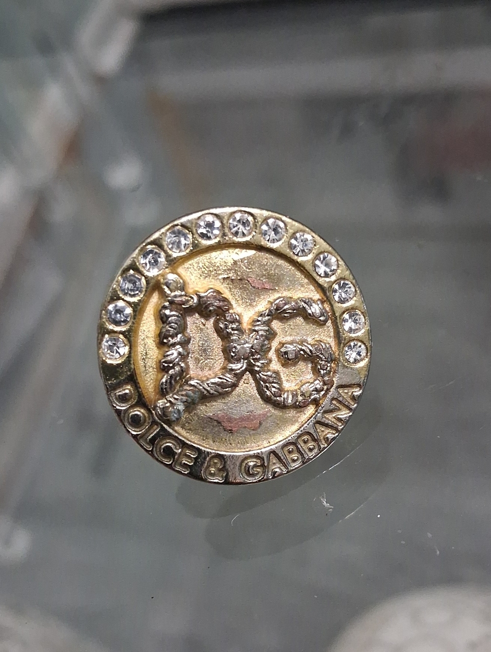 Dolce & Gabbana Gold And Rhinestone Jean BUTTON